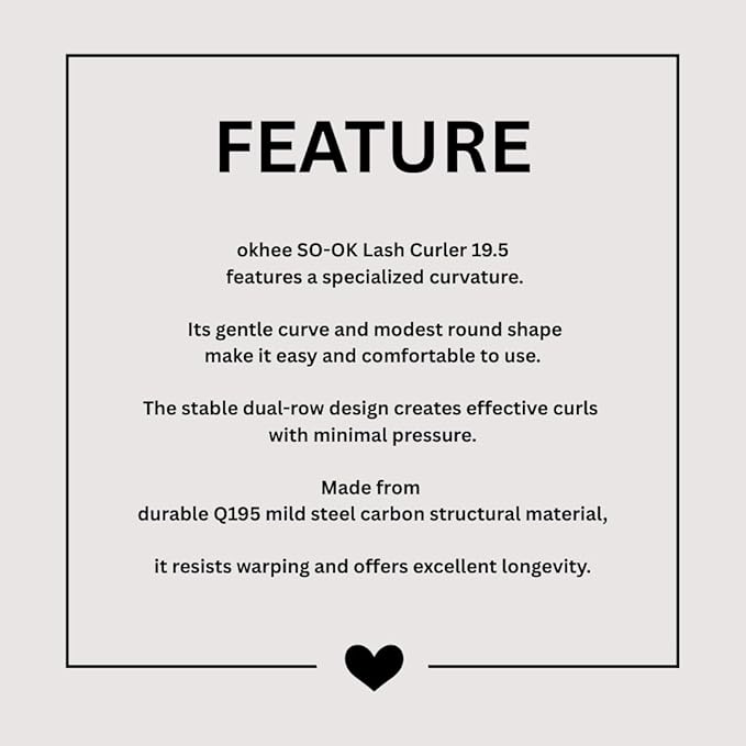 SOO ADOR okhee SO-OK Lash Curler 19.5 – No-Pinch Eyelash Curler with Gentle 19.5 Curve for Precise, Pain-Free Curling – Professional Lash Tool Designed by Korea’s Top Makeup Artist