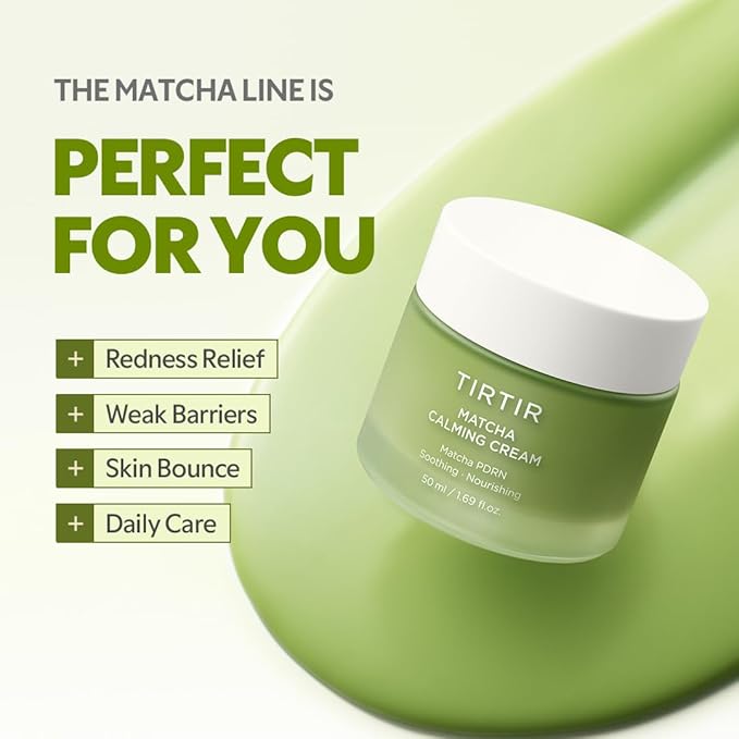 TIRTIR Matcha Calming Cream 1.69 Fl Oz | 24H Hydrating Korean Pudding Moisturizer Daily Skin Care for Sensitive to All Skin