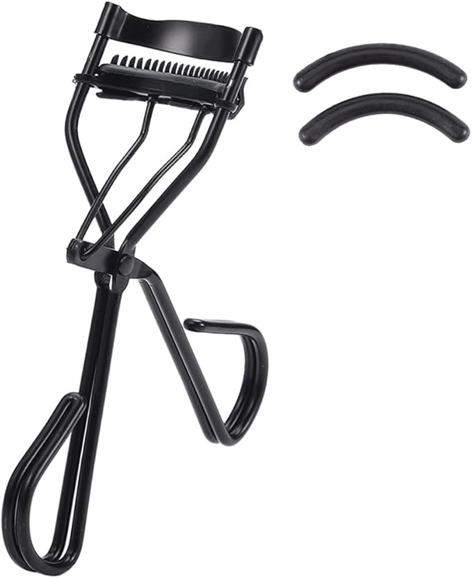 Uranian Eyelash Curlers with Built-in Comb Beauty Eyelashes Curlers Eyelash Cliper with 2 Replacement Silicone Refill Pads Premium Lash Curler Makeup Tool for Women and Girls (2 Black-Black Comb)