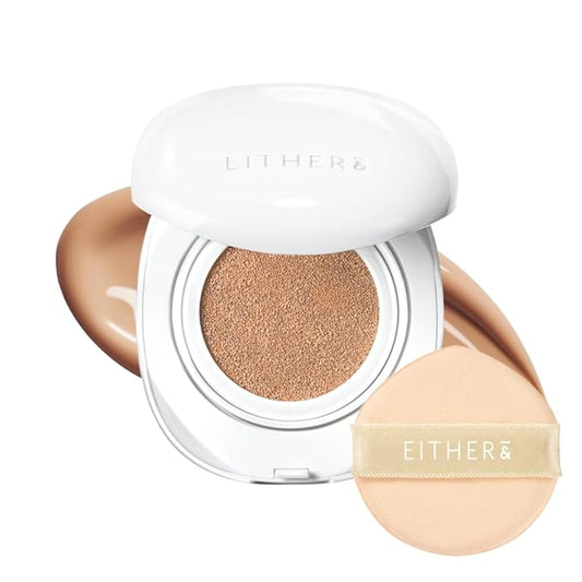 EITHER& Glow Pixel Cushion Foundation, Natural Coverage, Glow Finish – Up to 100 Hours, Moisturizing and Hydrating, Korean Beauty (#25P Honey, 12g)