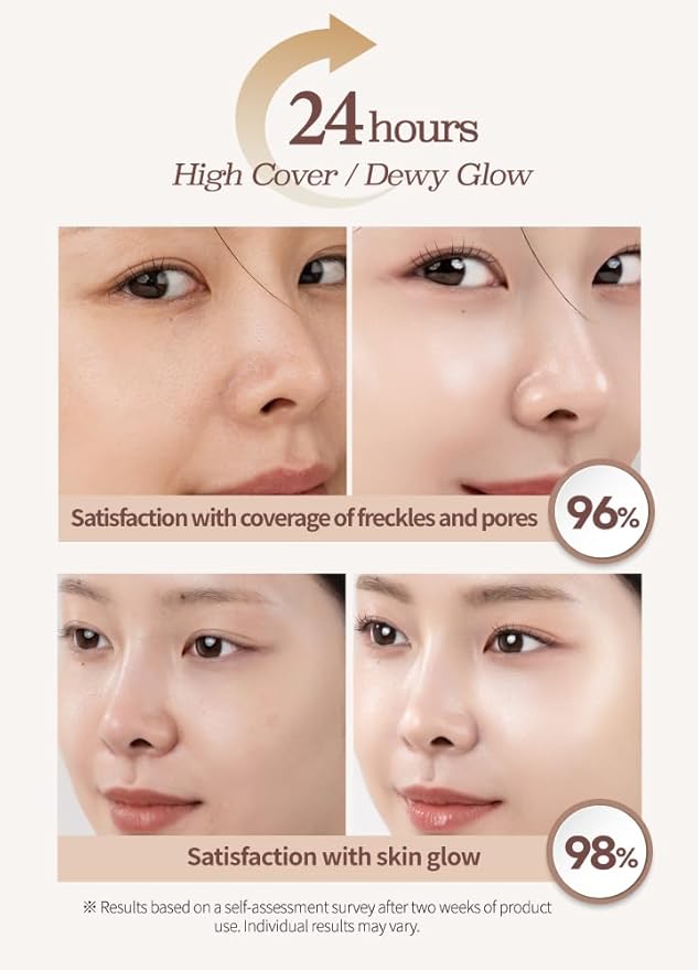 Beaudiani Mesh Glow Cushion Foundation Dewy Korean Cushion with Gemstone Complex & Skincare Benefits (12g) (#03 Deep Cover Daily (Shade #23-24))