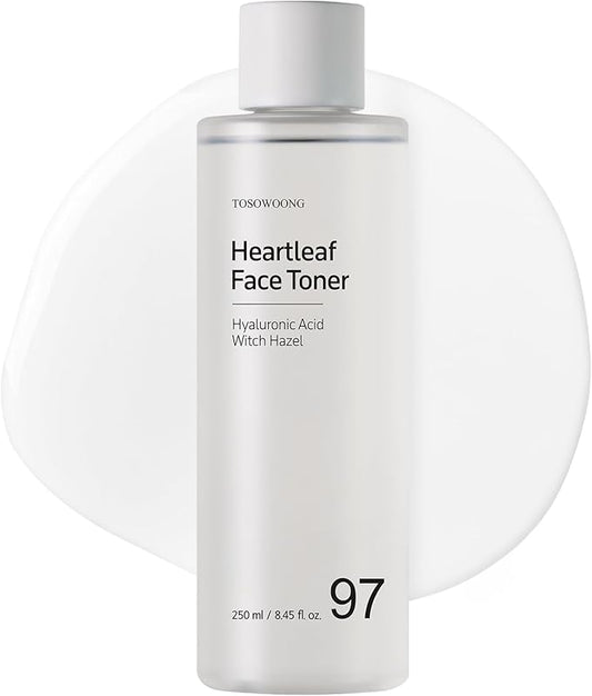 TOSOWOONG Heartleaf Face Toner with 970,200ppm Heartleaf Water, Centella, Hyaluronic Acid, Witch Hazel, Trouble Care, Acne-Prone, Calming, Hydrating, Purifying, Korean Skin Care, 250ml, 8.45 fl.oz.