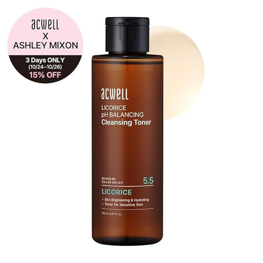 ACWELL Licorice pH Balancing Cleansing Toner 5.1 fl.oz. - PH5.5 Hydrating Makeup Cleansing Astringent - Skin Clearing, Reduce Pigmentation, Acne and Dark Spots