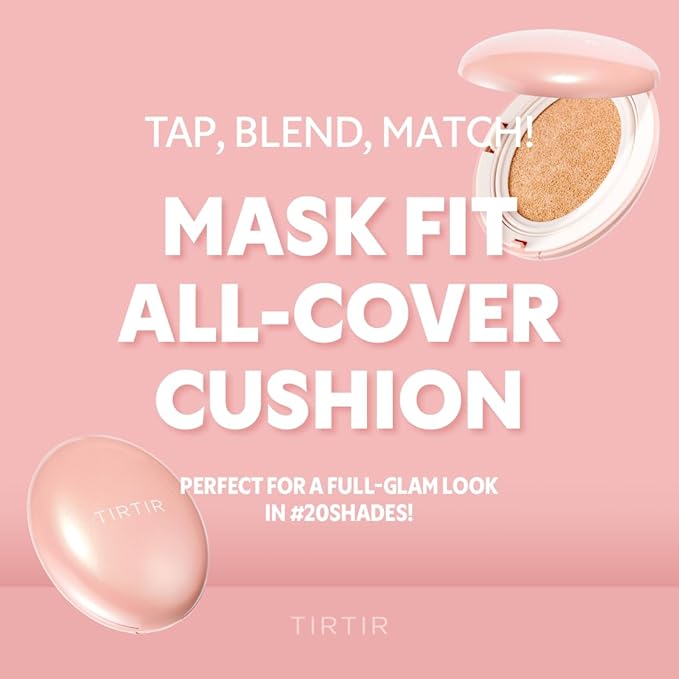 TIRTIR Mask Fit All Cover Pink Cushion Foundation | High coverage, Velvety Matte Finish, Lightweight, Flawless, Corrects Redness, Korean Cushion (#23N Sand, Full Size, 0.63 Fl Oz)
