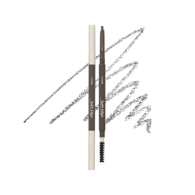 ETUDE Bare Edge Brow Pencil, Eyebrow Pencil, Slim 3D Hexagon, Natural Looking, Korean Makeup, Beauty, Grey Brown (0.003 Ounce)