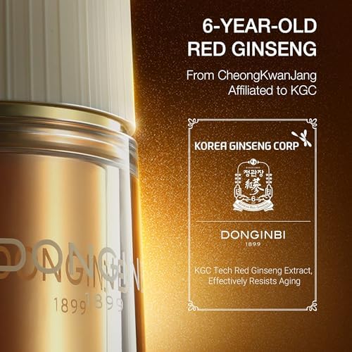 Donginbi Red Ginseng Power Repair Essential Skin Care Set - Hydrating Toner (4.4 floz), Korean Red Ginseng Essence with Collagen (4.4 floz), Firming Face Oil, Korean Skin Care Gifts for Women
