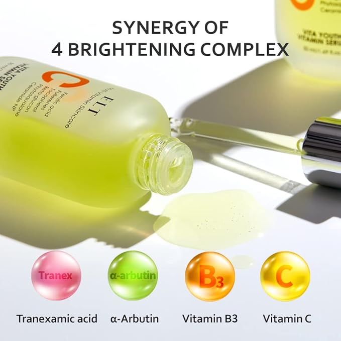 ELT Vita Youth Vitamin C Face Serum 1.69fl.oz.(50ml) | Skin Brightening | Ferulic Acid | Beta-Glucan| Anti-Aging | Dark Spot Remover | Korean Skincare (Pack of 1)
