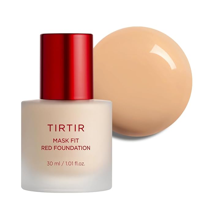 TIRTIR Mask Fit Red FoundationㅣLong Lasting Flawless Coverage, Energy Essence, Lightweight, Hydrating, Pore-Blurring, Breathable Satin Finish, Makeup, Radiant Skin, #24N Latte, 1.01 Fl Oz