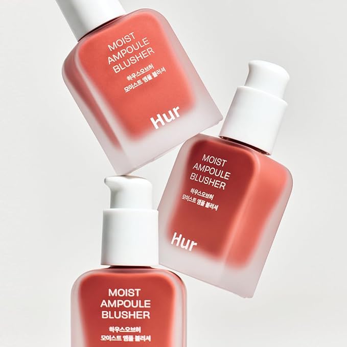 House of Hur Moist Ampoule Blusher with 50% Moisture Essence | Hydrating & Long-Lasting Blush | 0.67 fl.oz (9 Shades) (Peach Coral)