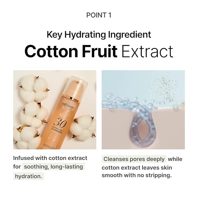 MENOKIN Cotton Cloud Bubble Cleanser [Pore Clear] Green Clay, Low pH, Deep Pore Cleanser for Sensitive Skin, Hydrating & Non-Stripping, Gentle Face Wash, Foaming bubbles, Korean Skincare 5.07 fl oz