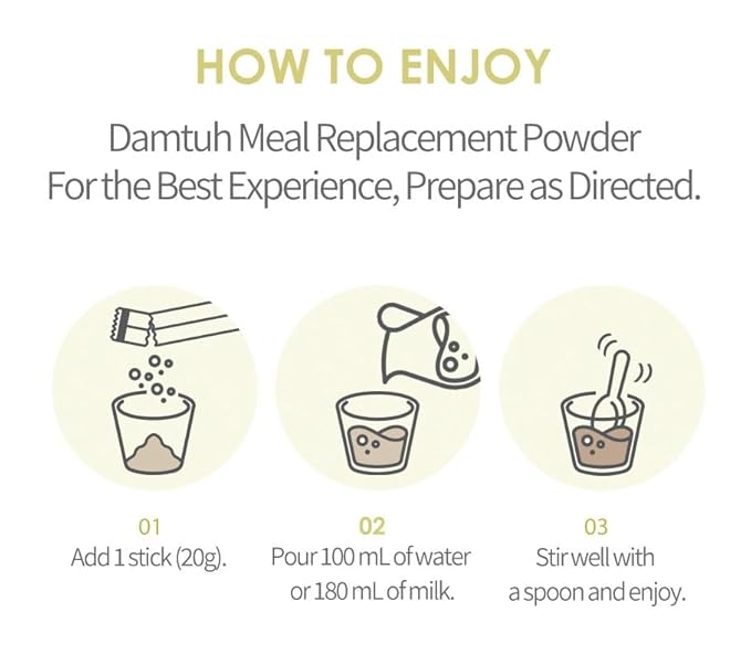 Damtuh Korean 15 Multi Mixed Roast Grain Powder Meal Replacement Shake – Healthy Breakfast Drink, Nutritious Grain Misugaru, 20g x 12 Sticks