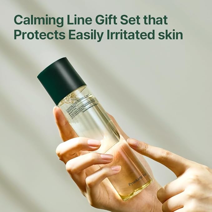 Pyunkang Yul PKY Calming Trial Gift Set Instantly Calms Sensitive Skin, Exfoliating Toner, Soothing Serum, and Facial Skin Hydrating Cream, Vegan, Korean Skincare (3-item set)