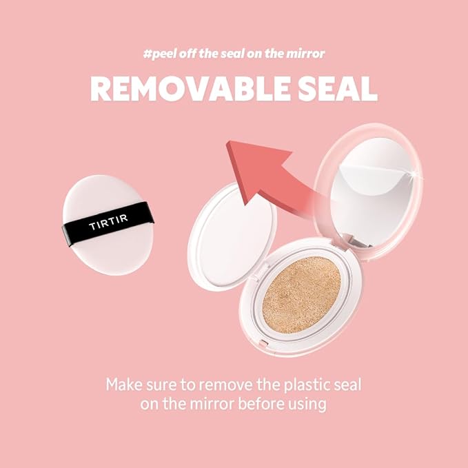 TIRTIR Mask Fit All Cover Pink Cushion Foundation | High coverage, Velvety Matte Finish, Lightweight, Flawless, Corrects Redness, Korean Cushion (#27N Camel, Full Size, 0.63 Fl Oz)