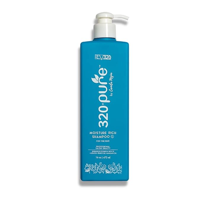 320Pure Moisture Rich Shampoo for Fine Hair 16oz, Repairing, Lightweight & Volumizing Formula, Best Cleaner for Dry, Thin, or Fine Hair, Pure & Natural, Hydrating Shampoo for Women