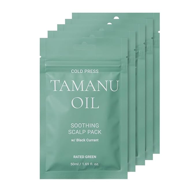RATED GREEN Cold Press Tamanu Oil Hair Conditioning Mask, 8.45 Fl. Oz, Korean Care for Dry Damaged Hair, Deep Conditioning Treatment with Black Currant, Pack of 5