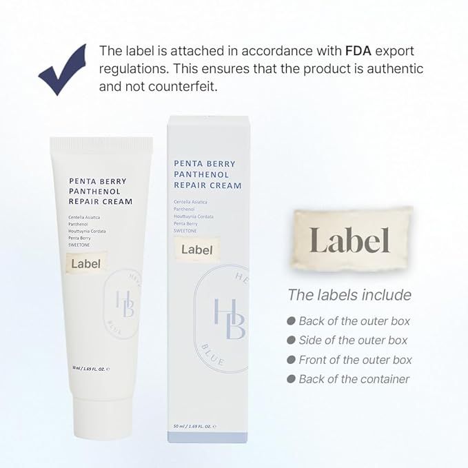 HEVEBLUE Penta Berry Panthenol Repair Cream - Vegan, Centella, Cica Barrier, Restore Moisture Balance, Deep Hydration, Sensitive Skin, Low Irritation, Korean Skincare, K-Beauty, Hypoallergenic