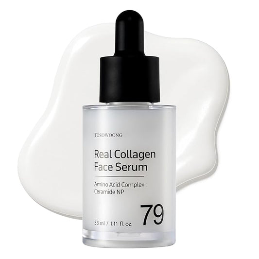 TOSOWOONG Real Collagen Face Serum, Hydrating & Firming Serum with hydrolyzed collagen, Hyaluronic Acid, Plumps, Sagging Skin, Reduces Fine Lines and Wrinkles, Korean Skincare, 33ml / 1.11 fl. oz.
