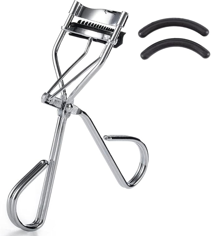 Uranian Eyelash Curlers with Built-in Comb Beauty Eyelashes Curlers Eyelash Cliper with 2 Replacement Silicone Refill Pads Premium Lash Curler Makeup Tool for Women (3 Silver-Black Comb)