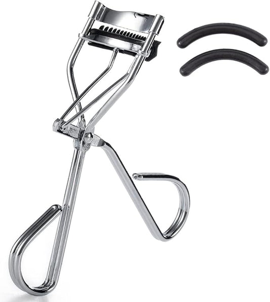 Uranian Eyelash Curlers with Built-in Comb Beauty Eyelashes Curlers Eyelash Cliper with 2 Replacement Silicone Refill Pads Premium Lash Curler Makeup Tool for Women (3 Silver-Black Comb)