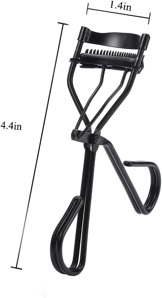 Uranian Eyelash Curlers with Built-in Comb Beauty Eyelashes Curlers Eyelash Cliper with 2 Replacement Silicone Refill Pads Premium Lash Curler Makeup Tool for Women and Girls (2 Black-Black Comb)