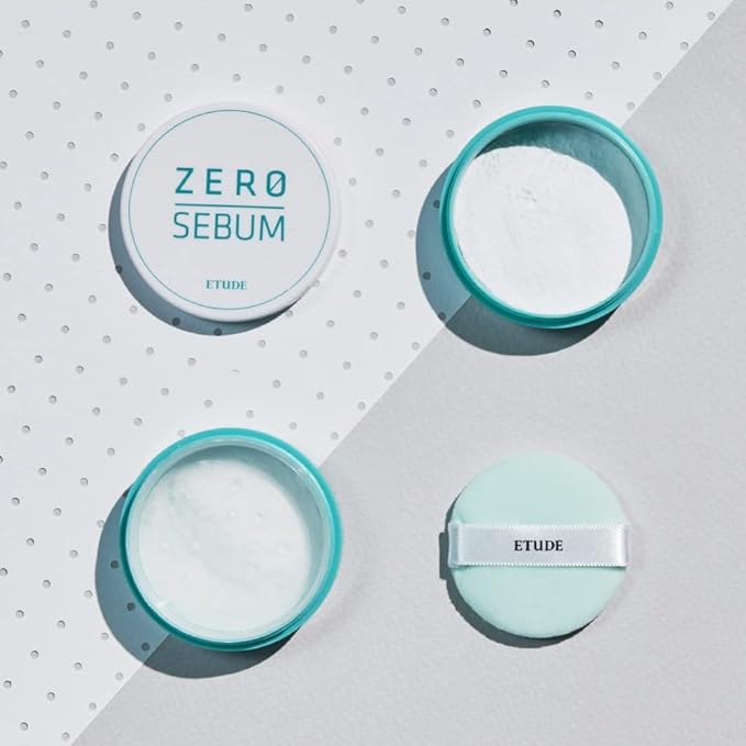 ETUDE Zero Sebum Drying Powder Duo Set 0.14 Ounce*2 (4g*2) | Lightweight Oil Control No Sebum Loose Face Powder with 80% Mineral | Long Lasting, Makes Skin Downy, Korean Makeup, Kbeauty