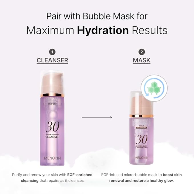 MENOKIN Cotton Cloud Bubble Cleanser [Perfect] EGF Skin Repair, Remove Impurities, Low pH for Sensitive Skin, Hydrating & Non-Stripping, Gentle Face Wash, Foaming bubbles, Korean Skincare 5.07 fl oz