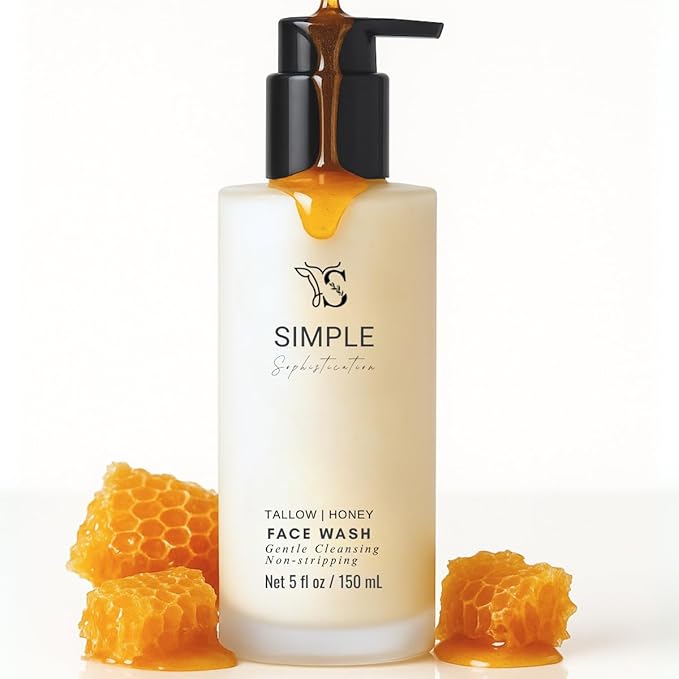 Tallow Honey Cleansing Milk- Gentle Hydrating face wash for sensitive skin -Non stripping | Moisturizing with grassfed beef Tallow, Organic Raw Honey, Argan oil & Castor Oil, Apple Cider Vinegar.