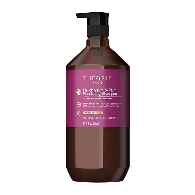 Theorie Helichrysum and Plum Nourishing Shampoo - Enrich and Soothe - Suited for Dry & Over Processed Hair - Protects Color & Keratin Treated Hair, Pump Bottle 800mL - Label Design May Vary