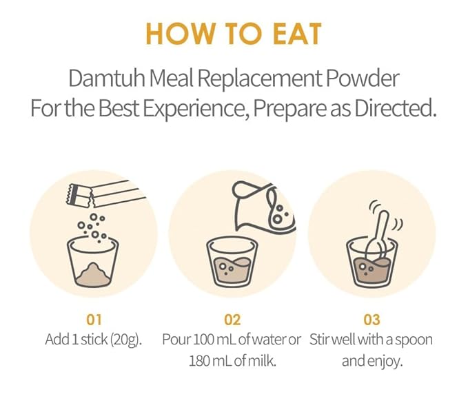 Damtuh Misugaru – Korean 12 Super Grain Mix Powder, Traditional Multigrain Meal Replacement Shake, Nutritious Korean Mixed Grain Powder Drink, 20g x 40 Sticks