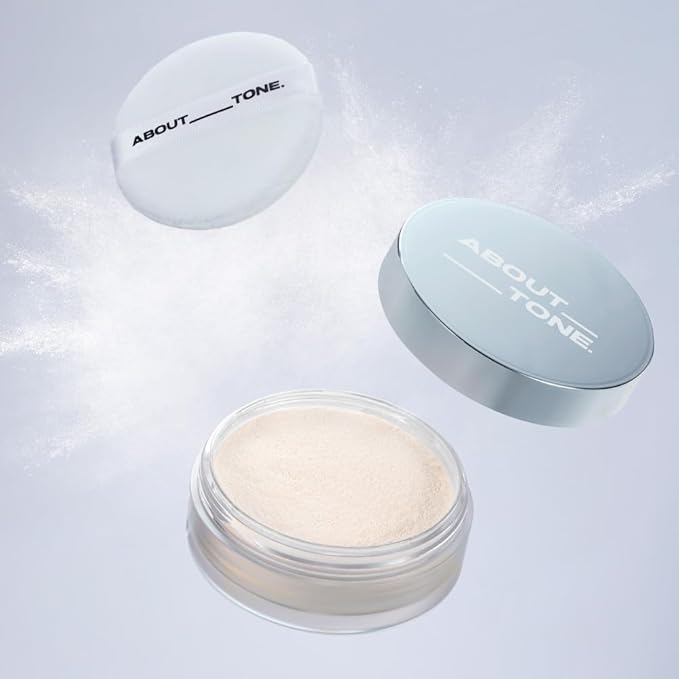 ABOUT TONE The Blur Finish Powder/Sheer Blurring Loose Powder, Lightweight Setting Powder with Long-Wear, Translucent Mineral Finishing Powder, Natural Skin Tone for Daily Makeup, Vegan, 10g/0.35oz.