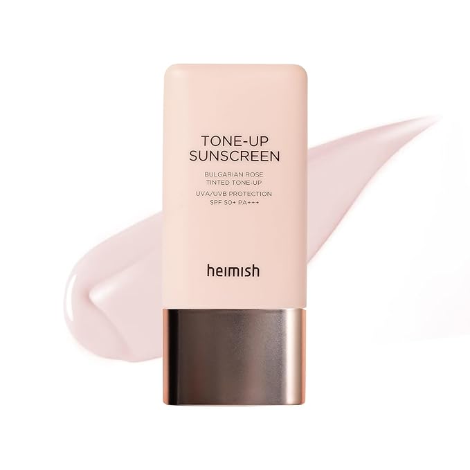 HEIMISH Bulgarian Rose Tinted Tone-up Sunscreen - SPF 50+ PA+++, Multipurpose Tone Up Sunscreen, Primer, Makeup Base for face, Lightweight, Non-greasy, Hydrating, Natural Pink Finish, 1.0fl.oz/30ml