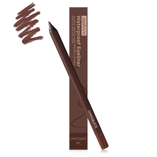 24 Hr Waterproof Eyeliner Duo Sharpenable Eye Pencil, 2025 New Persona Eyeliner Pencil Waterproof, No Smudging, No Fading, Long-Wearing, Smooth and Easy To Color (Chocolate)