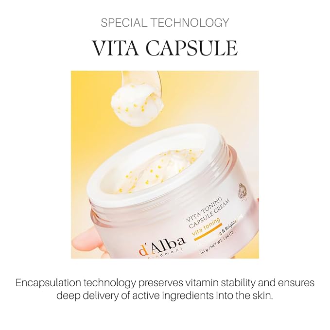 d'alba Piedmont Vita Toning capsule Cream, Deep Hydration Face Moisturizer, Glass Skin with Vita-Cera Oil Capsules, Deep Hydration Face Moisturizer (1.94 oz.)