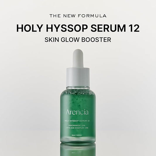 Arencia Hyssop Glow Serum, 10% Niacinamide, 12% Vitamin A,C,E - Hydrating, Moisturizing, Anti-Aging Serum for Korean Glass Skin