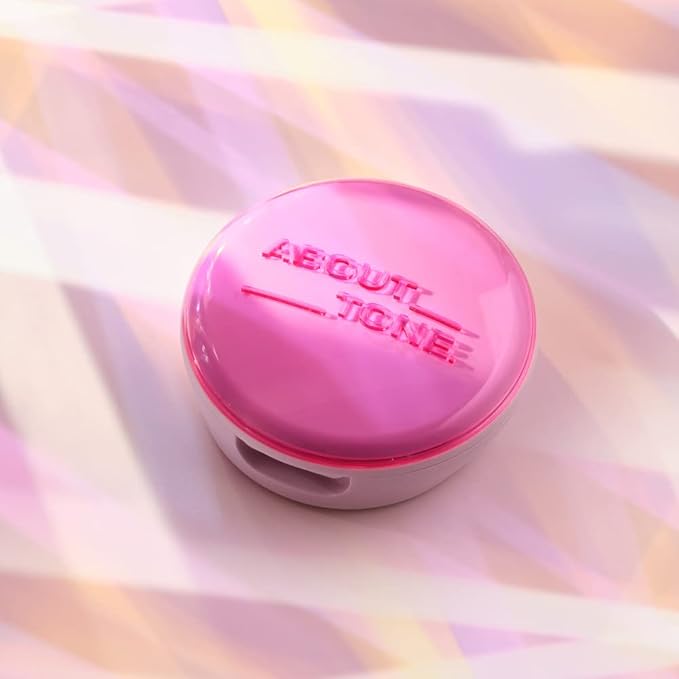 ABOUT TONE Glow Powder Pact 0.28oz - Shining Tone-Up Pressed Powder Compact with Mirror and Puff Natural Peach Pearl Shimmery Blur Finish Face Makeup Setting Finishing Transparent Sebum Control Vegan