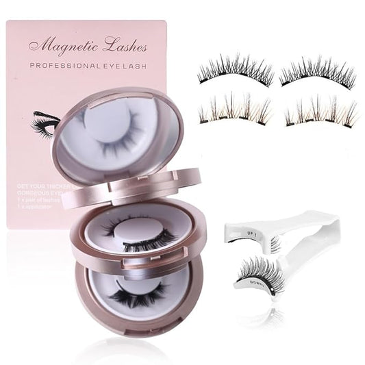 Elara Craft Magnetic Eyelashes, Eyelashes with Applicator, Natural Look, Reusable Glue-free False Eyelashes Series (Devil Series(EM10+EA06))