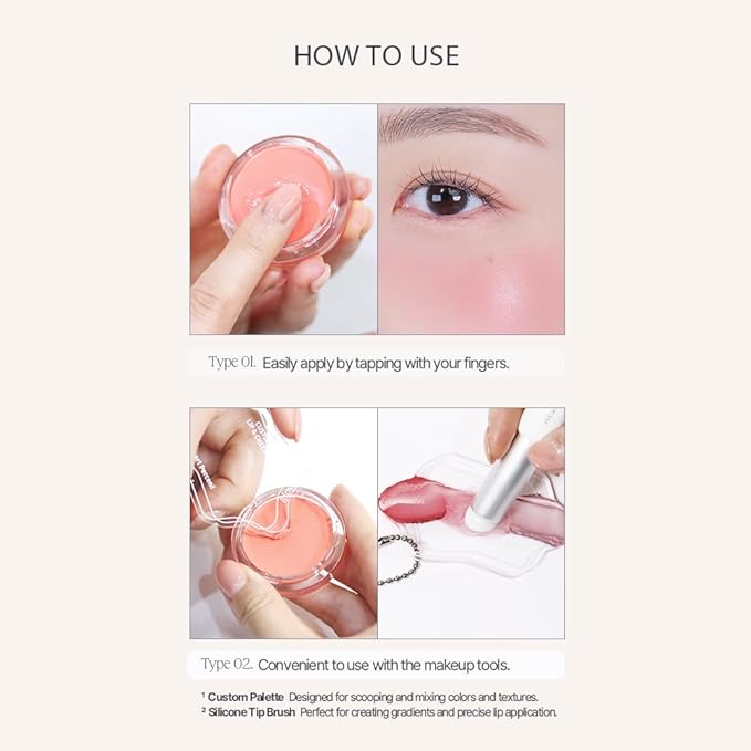 Heart Percent Dote On Mood Custom Lip & Cheek, Matte (Fog Pot) + Glow (Shine Balm) Dual Type Multi-use Blush & Lip Tint [#07. Geek & Plum]