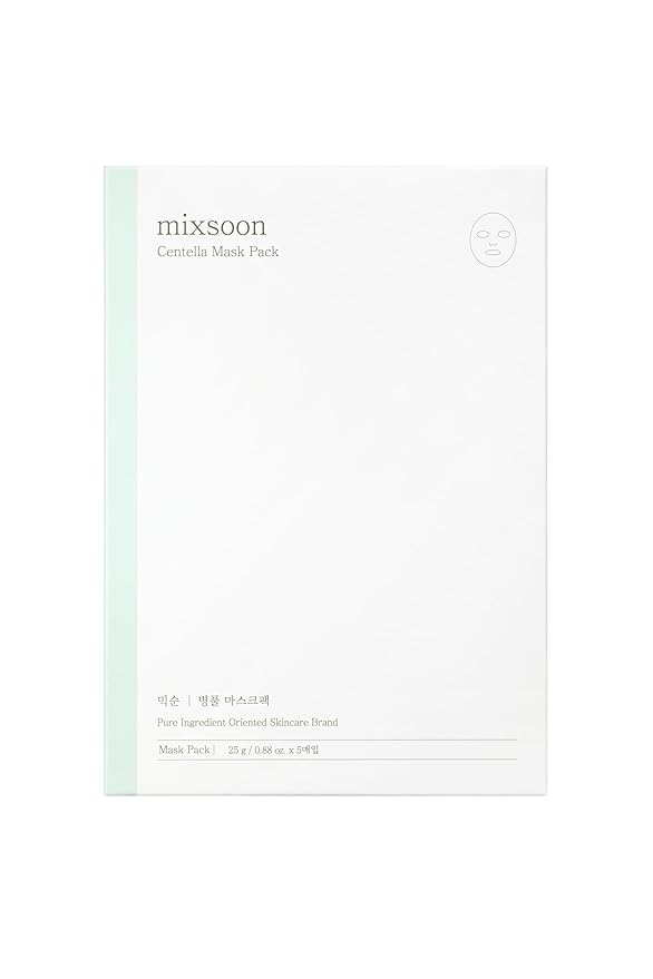mixsoon Centella Mask Pack Face Moisturizer Soothing Calming Sheets Korean Glass Skin Care 1Pack (5ea)