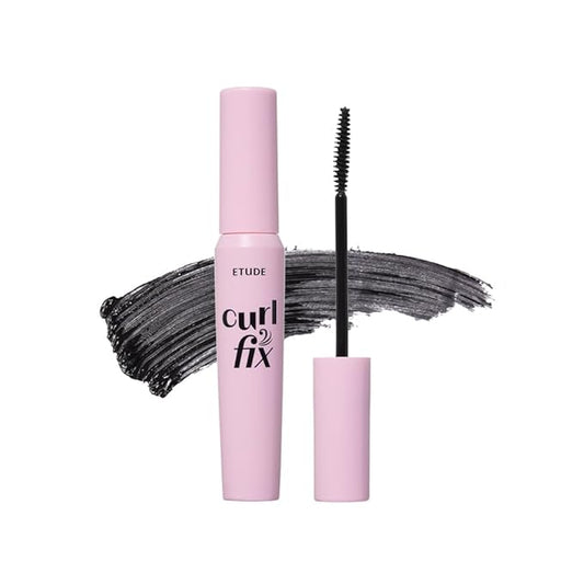 ETUDE Curl Fix Mascara, Lash Mascara, Strong Curl Up, Long-Lasting, Waterproof, Light-Weight, Korean Makeup, Beauty, Vegan Certified, Black (0.27 Fl Oz)