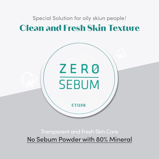 ETUDE Zero Sebum Drying Powder Duo Set 0.14 Ounce*2 (4g*2) | Lightweight Oil Control No Sebum Loose Face Powder with 80% Mineral | Long Lasting, Makes Skin Downy, Korean Makeup, Kbeauty
