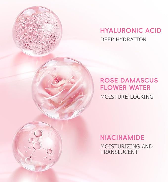 Niacinamide Rose Essence Toner, with Rose Extract, Moisturizing, A Fresh and Delicate Feel, Alcohol-Free, Suitable for All Skin Types, 150ml/5.07 fl oz per Bottle.