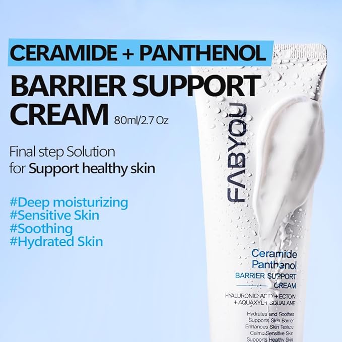 Ceramide Panthenol Barrier Support Moisturizer 2.71 fl oz - Long-lasting Hydration & Soothing for Dry & Sensitive Skin, Strengthens Barrier with 8 Types of Hyaluronic Acid, Korean Skincare