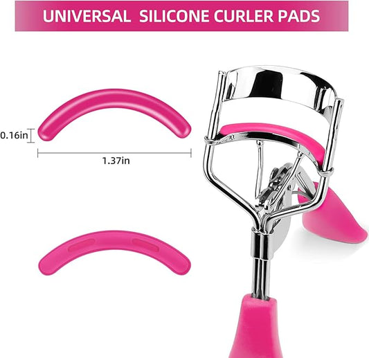 Rose Red Eyelash Curler Refills Pads-30 Pcs Silicone Replacement Refills Eye Lash Curler Pads for Universal Eyelash Curler with a Clear Storage Box