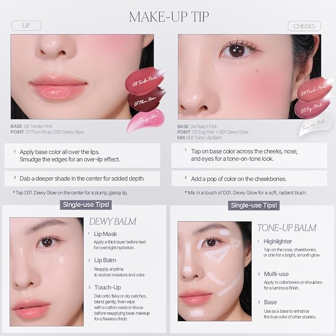 Heart Percent Dote On Mood Custom Lip & Cheek Single – Blendable & Buildable Soft Velvety Matte Cream Blush (Fog Pot), Long-Lasting Lightweight Multi-Use & Lip Tinted Balm 4.7g, M09. Dusty Rose