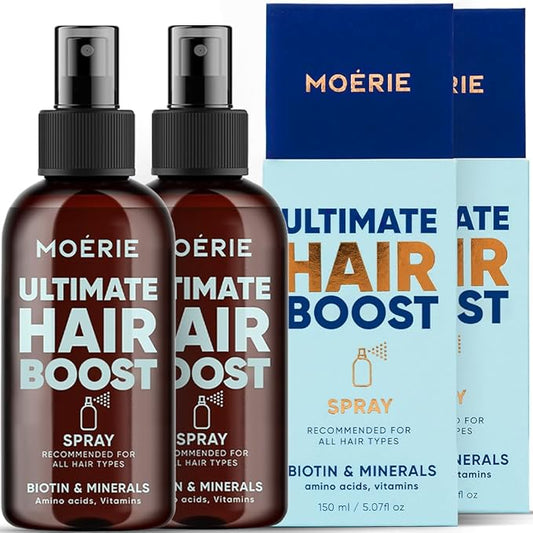 Moerie Ultimate Hair Boost Spray Designed to Strengthen Hair & Restore Scalp Health - 100% Natural Hair Serum for Hair Boost with over 100 Minerals, Vitamins & Amino acids - Fresh Scent - Double Pack