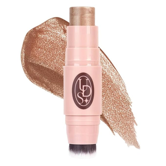 Multi-Use Waterproof Highlighter Stick with Brush – Unidollss 3-in-1 Cream Contour, Bronzer & Blush Stick for Cheeks, Eyes & Lips, Long-Lasting Glow, Easy Application(08 PARTY NIGHT)