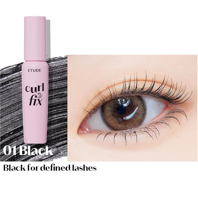 ETUDE Curl Fix Mascara Mini, Lash Mascara, Strong Curl Up, Long-Lasting, Waterproof, Lightweight, Korean Makeup, Beauty, Vegan Certified, Black (0.14 Fl Oz)