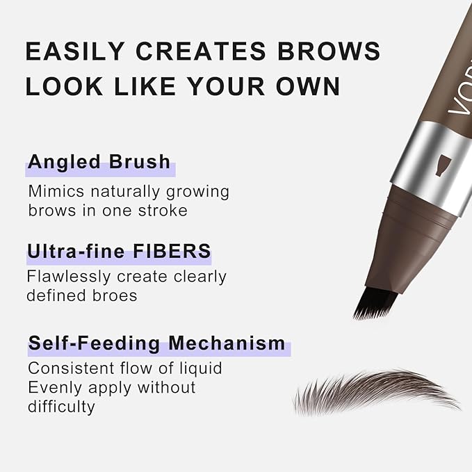 Eyebrow Pencil Blonde, Microblading Eyebrow Pencil Waterproof, Multi-Tip Angled Brow Brush, Eyebrow Pencils for Women, Long Lasting Eyebrow Dye with Hair-Like Strokes Brows, Brown
