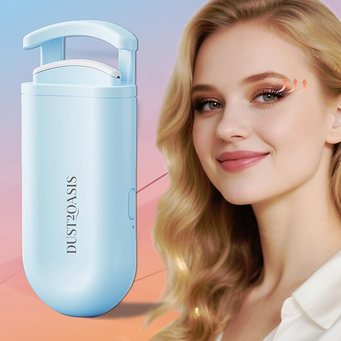 Heated Eyelash Curler - Wide Open Dual-Arc Design Heated Lash Curler - Electric Eyelash Curler - Type-C Rechargeable Mini Lash Curler Natural Curling 24H Long Lasting for Women - Blue