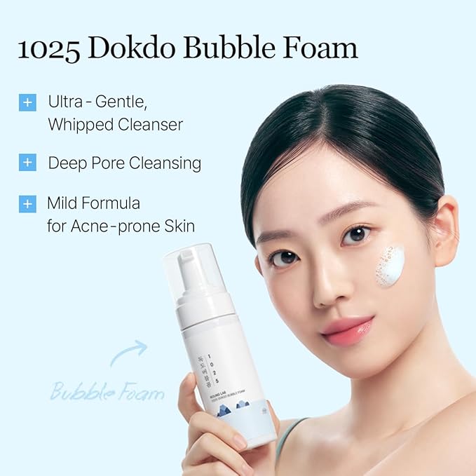 ROUND LAB 1025 Dokdo Bubble Foam Cleanser, Gentle Face Wash for Sensitive Skin, Low pH 5.5, Hydrating Korean Skincare, Soothing Panthenol & Deep Sea Water, Hypoallergenic, Fragrance-Free (5.07 Fl Oz)